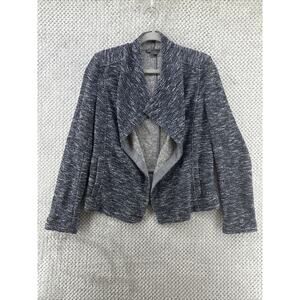 Vince Cardigan Women L Blue Open Front Cascade Sweater Long Sleeves Side Pocket